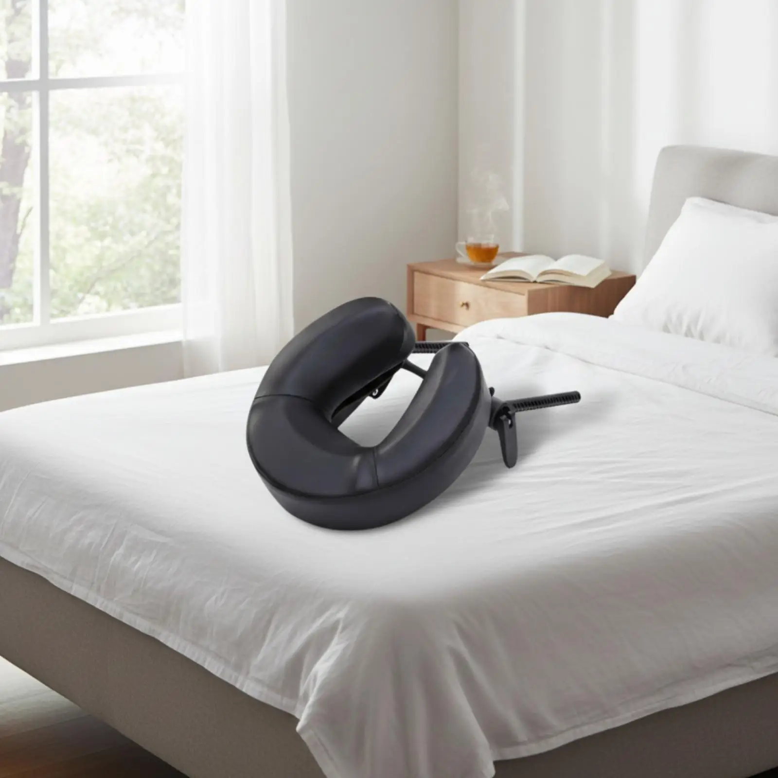 U-Shaped Face Pillow Leather-Like Prone Rest Pillow Compact for Flat Surface