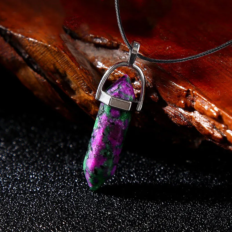 Mode Sechseckige Spitze Reiki Chakra Stein Anhänger Halskette für Frauen Mädchen Schmuck 18 zoll Kette klobigen Anhänger Geschenk Großhandel – Detail 10