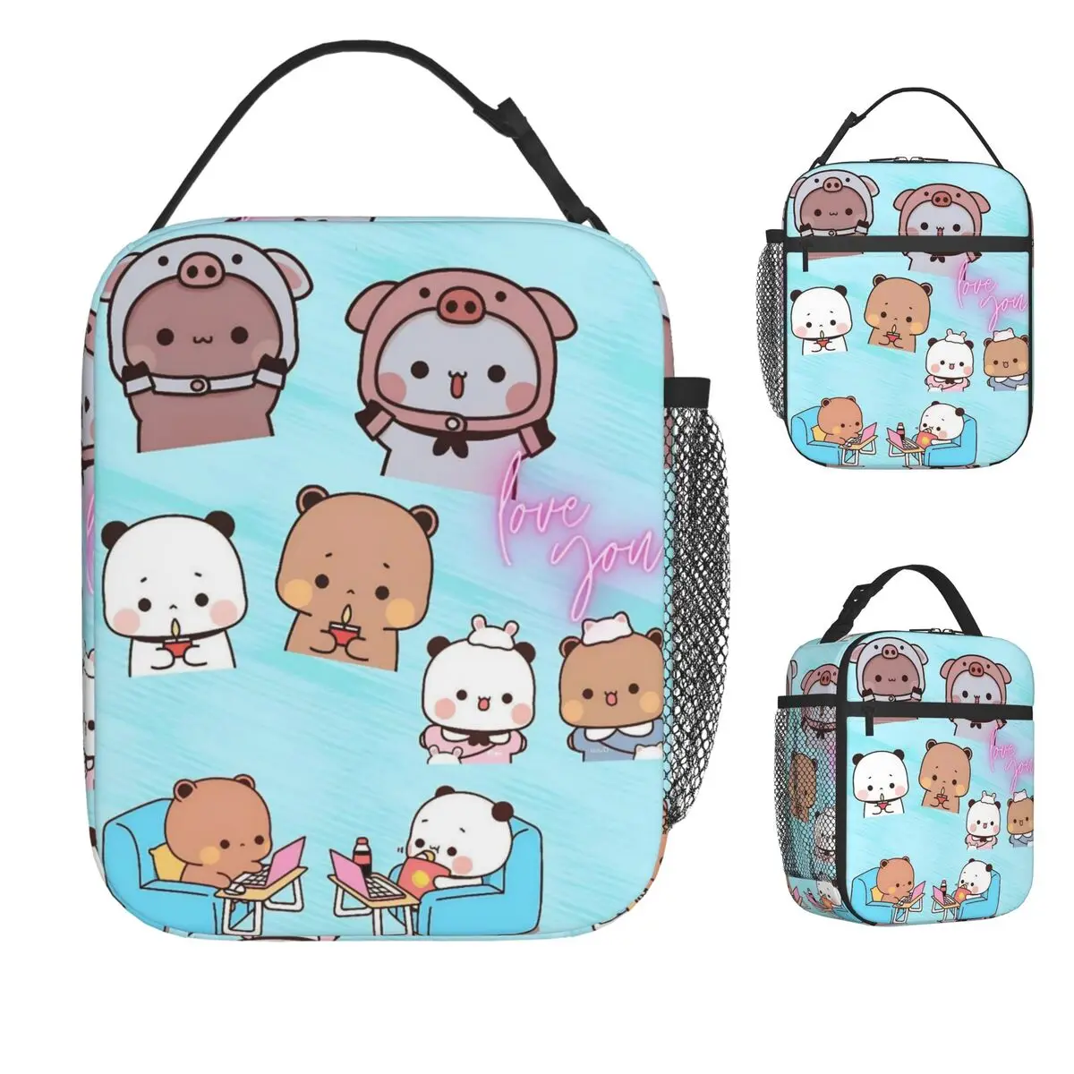 Bubu Dudu لطيف الكرتون الدب شخصية الغداء حقيبة Kawaii الباندا العمل علب الاغذية للطفل أكياس الغداء الحرارية أكسفورد حقيبة للحفاظ على البرودة