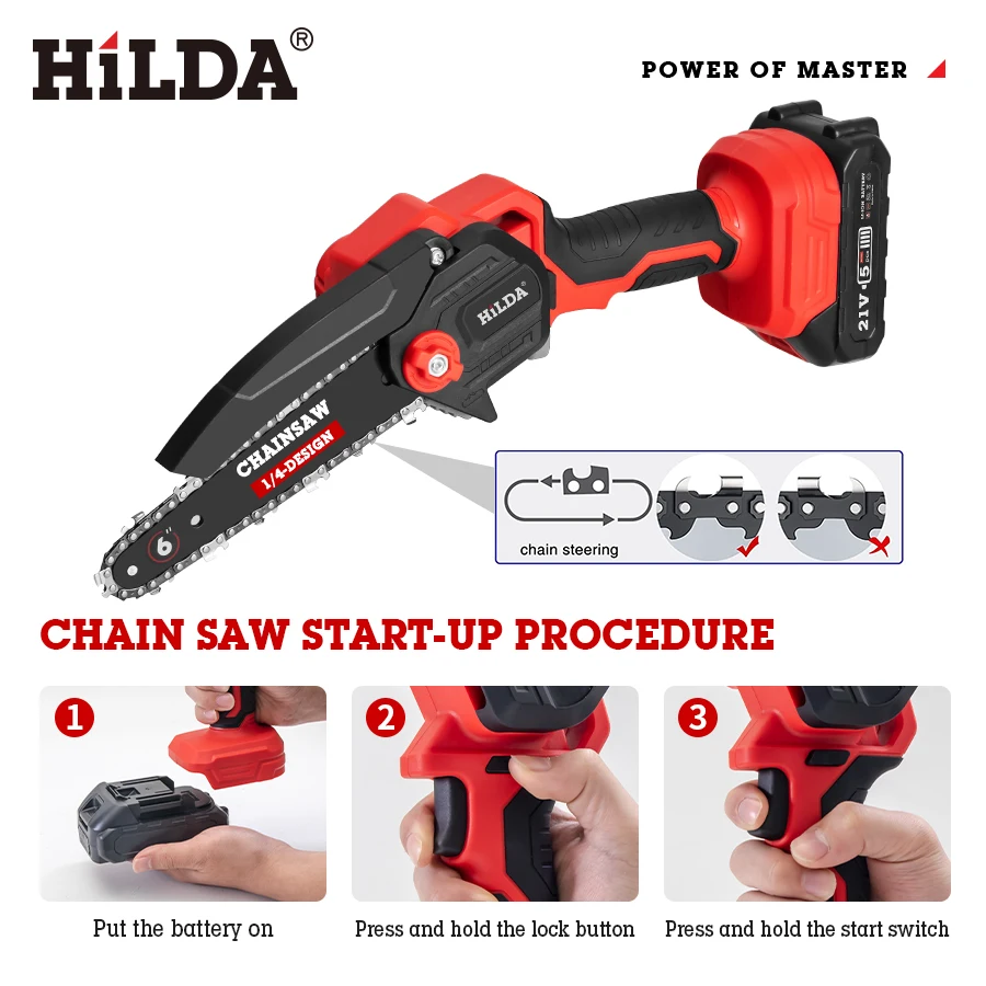 HILDA chain saw Cordless Mini Handheld Pruning Saw Portable Woodworking Electric Saw Cutting Tool Reciprocating Saw 4 inch