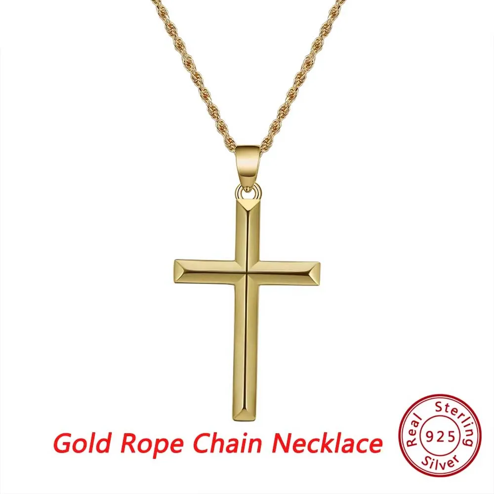 ORSA JEWELS Neue authentische 14 Karat vergoldete Kreuz-Halskette für Damen und Herren, Paarschmuck, Geschenke, Heiliges Religionskreuz, 925er Silber, NMN01