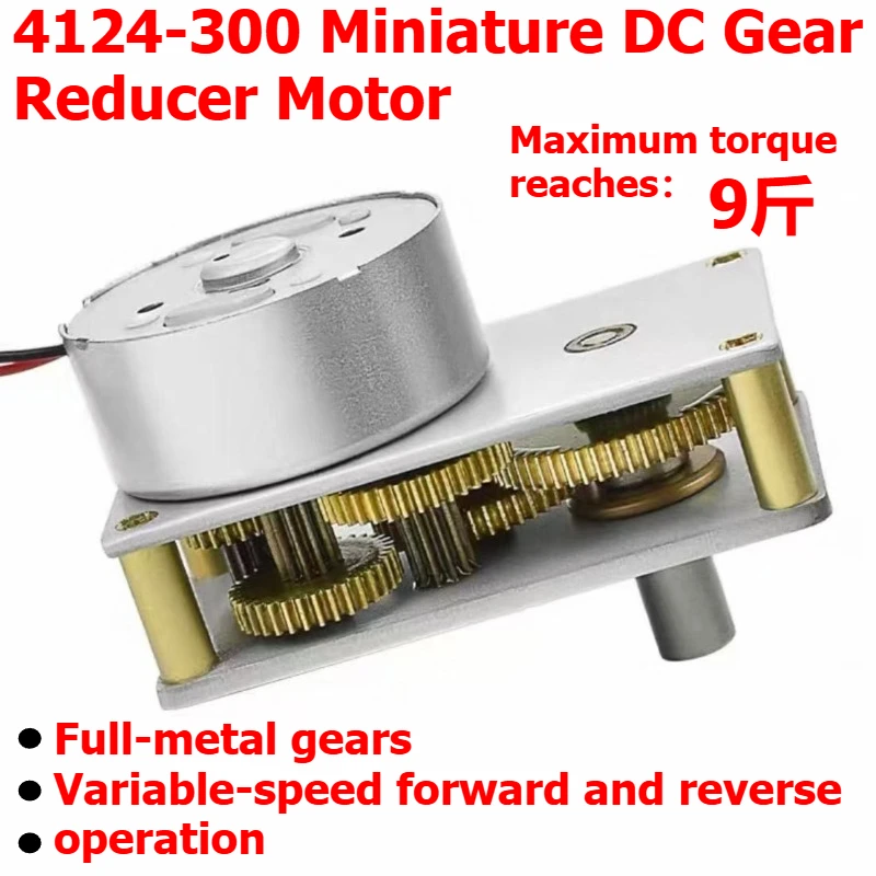 4124-300 Miniature DC Speed Reducer Motor, adjustable speed at 3V/6V, capable of forward and reverse rotation