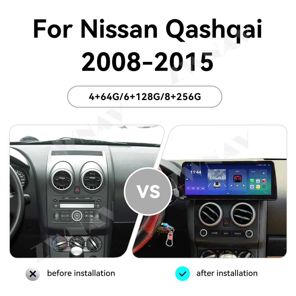 Carplay For Nissan Qashiqai 2008-2015 Car Radio 12.3“ Touch Screen Navigation Device Wireless GPS Stereo Multimedia Player