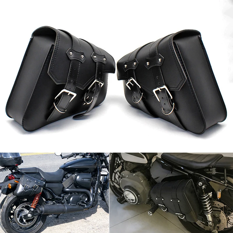 

Waterproof Motorcycle Side Bag Black PU Leather Saddlebag Tool Bag Universal For Honda Yamaha Suzuki Harley Sportster XL 883