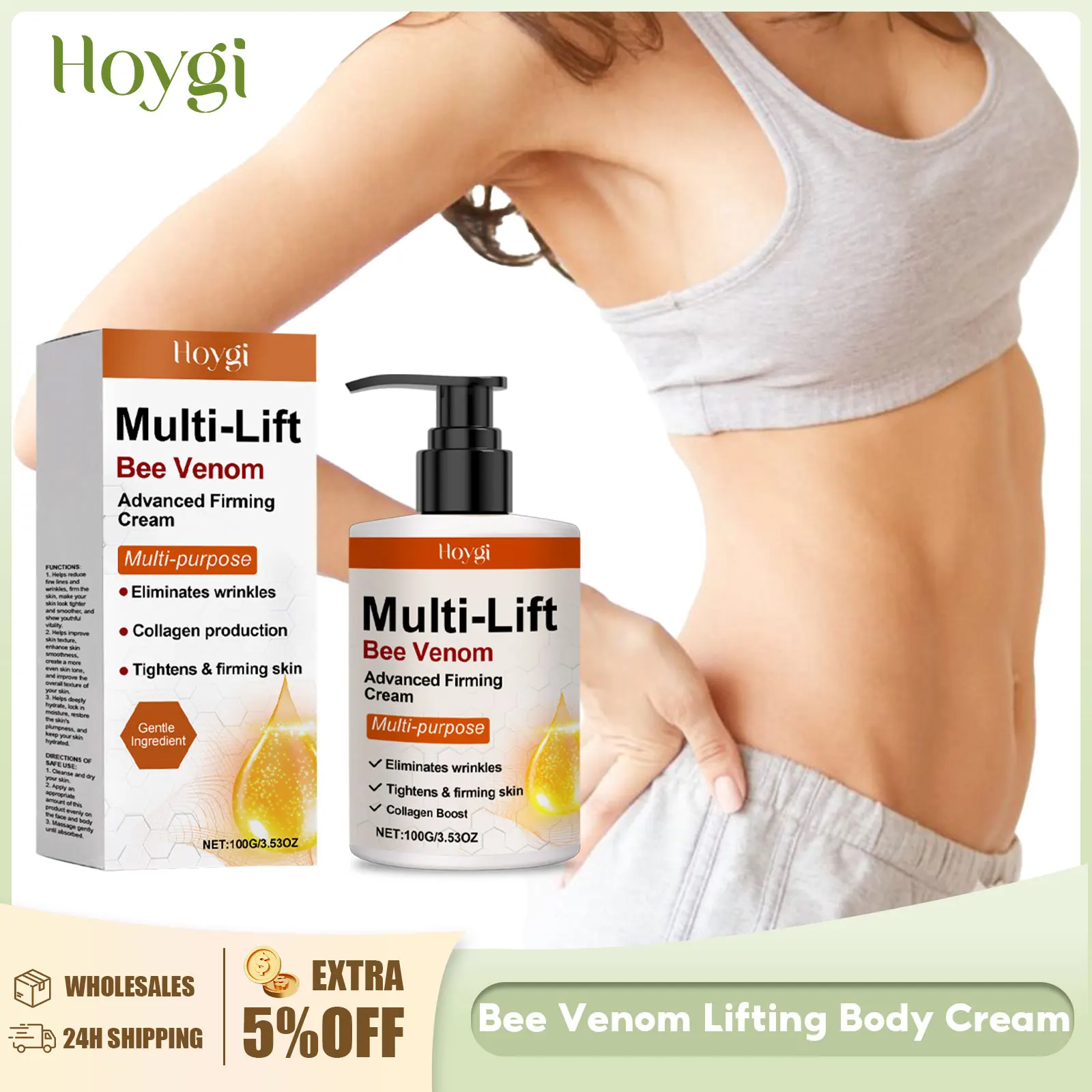 Bee Venom Cream for Body Multi Lifting Reduce Sagging Skin Anti Wrinkle Shaping S Curved Fat Firming Buttock Body Massage Lotion