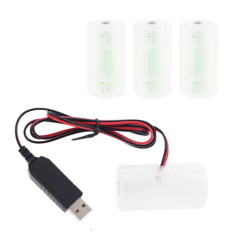 Adaptor Catu Daya Baterai USB Dapat Menggantikan 1 Hingga 4 Buah 1.5V 3V 4.5V 6V Ukuran D Kabel Baterai LR20 untuk