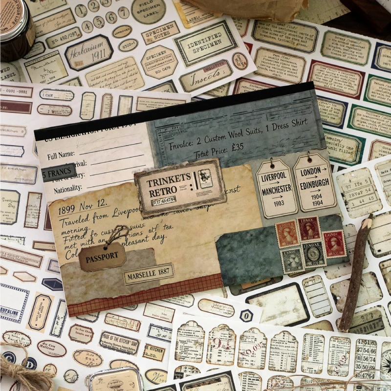 30sheets Retro Specimen Series Large Material Paper DIY Scrapbooking Diary Junk Journal Collage Decorative Papers Supplies