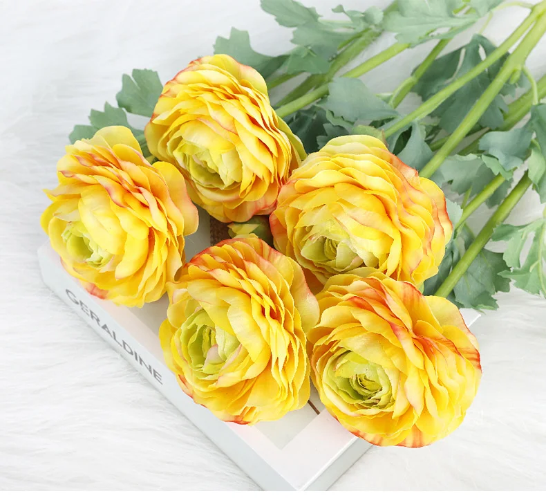 6 Stück/Set Künstliche Blumen mit 2 Köpfen in Dew-Lotus-Optik, Echtfühl-Effekt, für Hochzeitsdekoration, Brautstrauß, Heim- und Partytischdekoration, Floristik – Detail 3