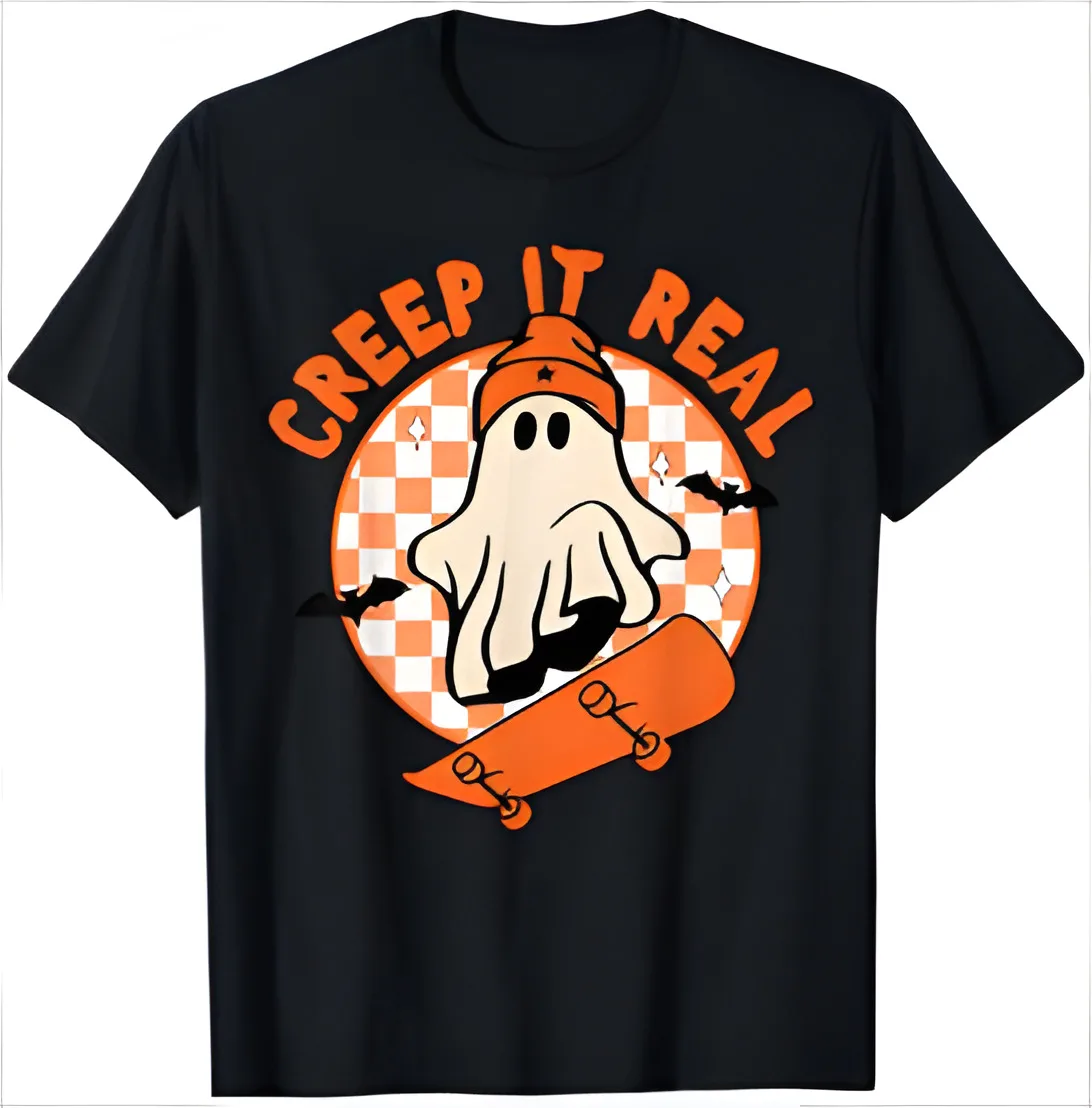 

Vintage Retro Halloween Creep It Real Ghost Boy Fall Season T-Shirt