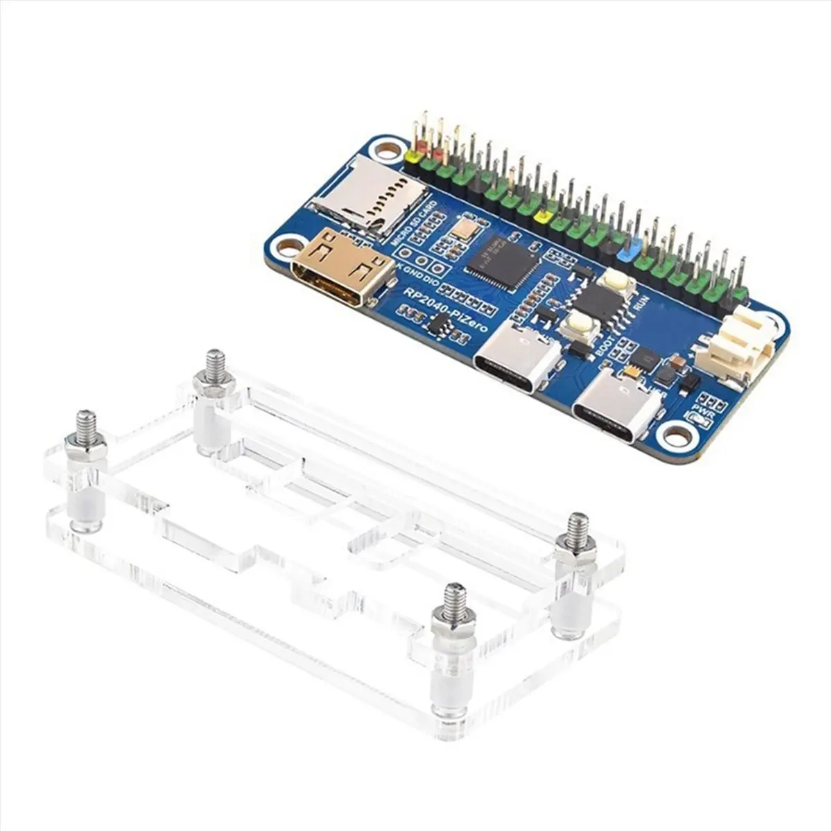 [A75T] For Raspberry Pi Rp2040-Pizero Development Board Protective Acrylic Case for Motherboard Reserved Wiring Port Module