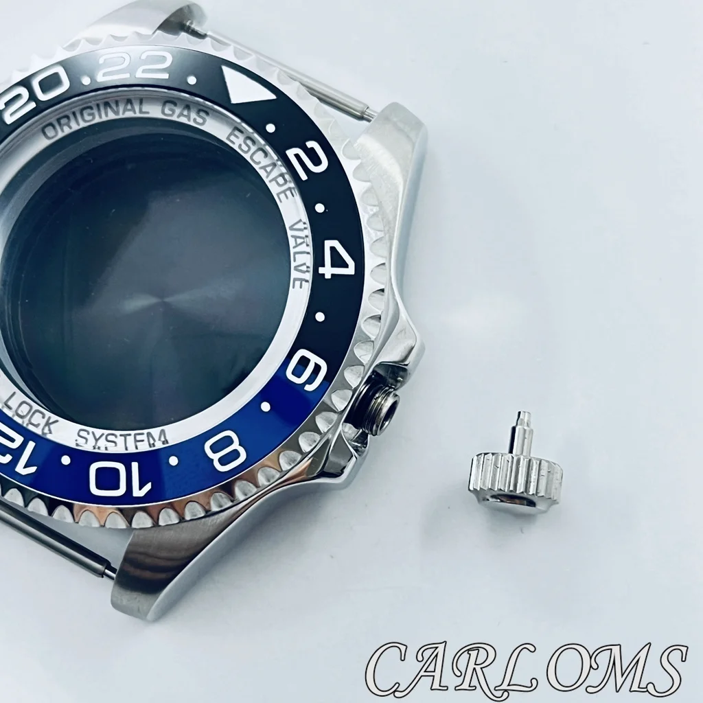 TOP 44mm NH34 NH35 NH36 NH38 NH39 NH70 NH72 movimento cassa dell'orologio in acciaio inossidabile argento lunetta in ceramica vetro zaffiro