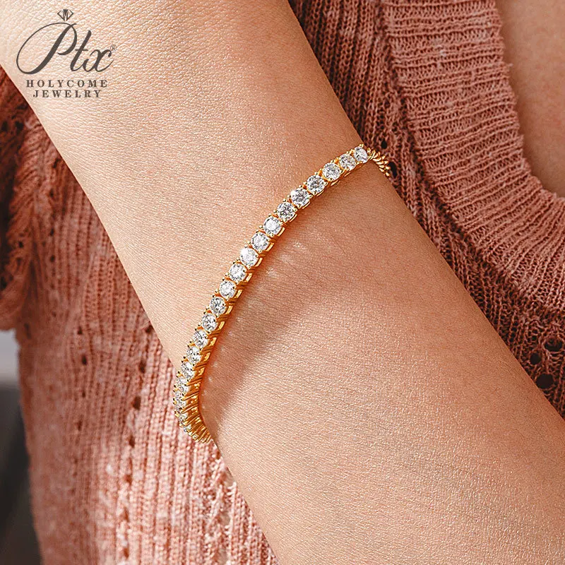 Moissanite Bracelet 3mm Adjustable 925 Sterling Silver GRA Hypoallergenic Non‑Fade Women Fine Jewelry Direct From Factory
