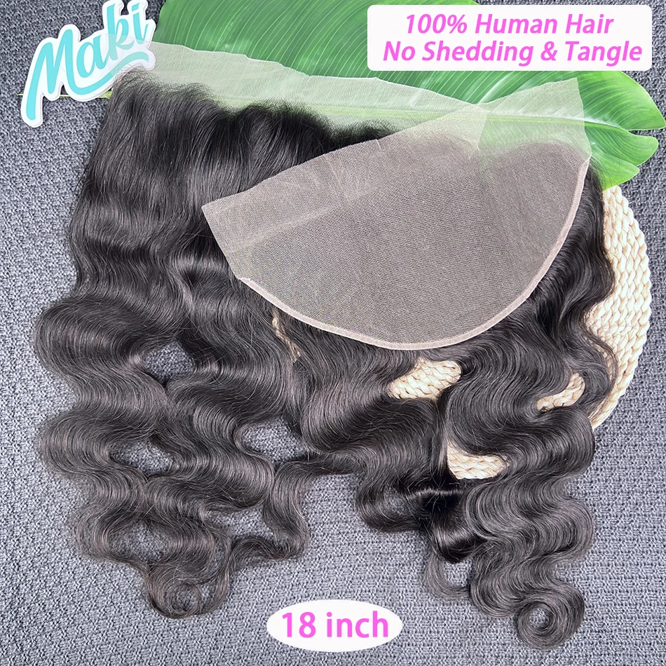 13x6 Transparent Lace Frontal Body Wave Human Hair #1B Natural Black Color Preplucked Bleached Knots Invisible Lace For Women