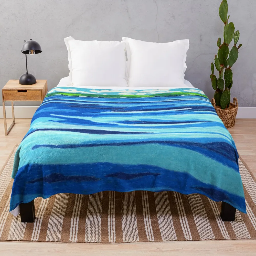 

Across the Waters at Seneca Throw Blanket Luxury Brand Comforter Plaid on the sofa Blankets