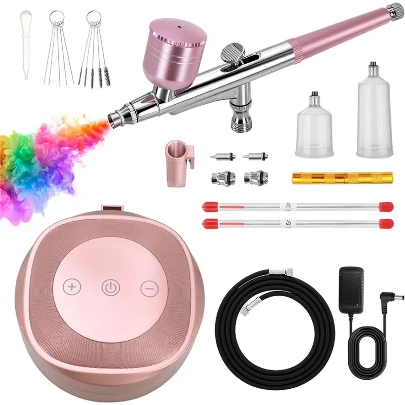 ABKJ-High Pressure Airbrush Brush Kit With Air Compressor- 48 PSI 10 L/Min, Includes 0.3/0.5Mm Cleaning Set& US Plug B