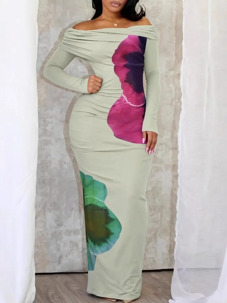 African Dresses For Women Elegant Spring Summer Long Sleeve Dashiki Maxi Dress Ladies Traditional African Clothing Fairy Dreaes