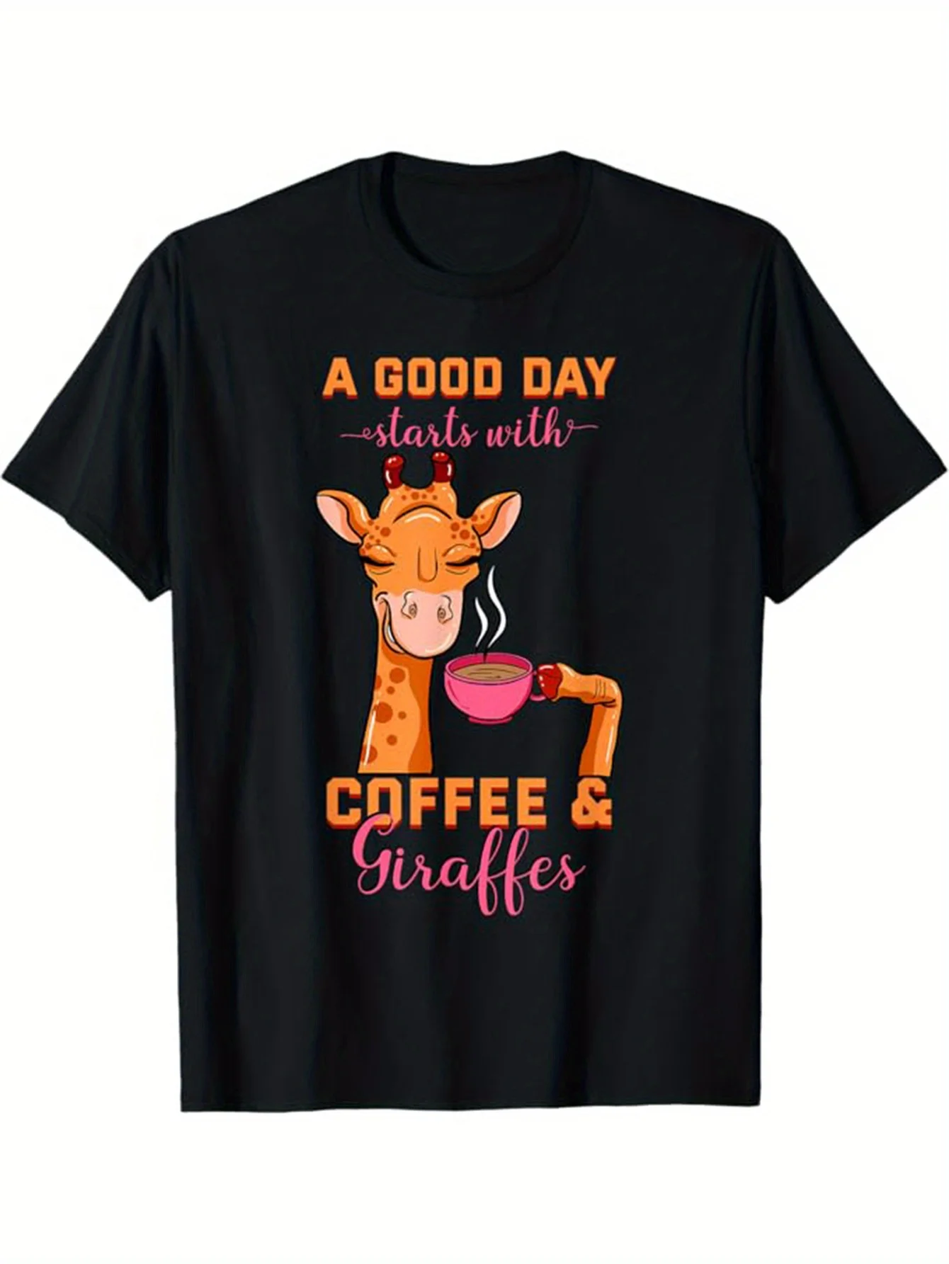 

Giraffe Graphic Printing Summer Autumn Winter Cotton Men's and Women's T-shirts Short Sleeves Luxury Outdoor Sports Brand