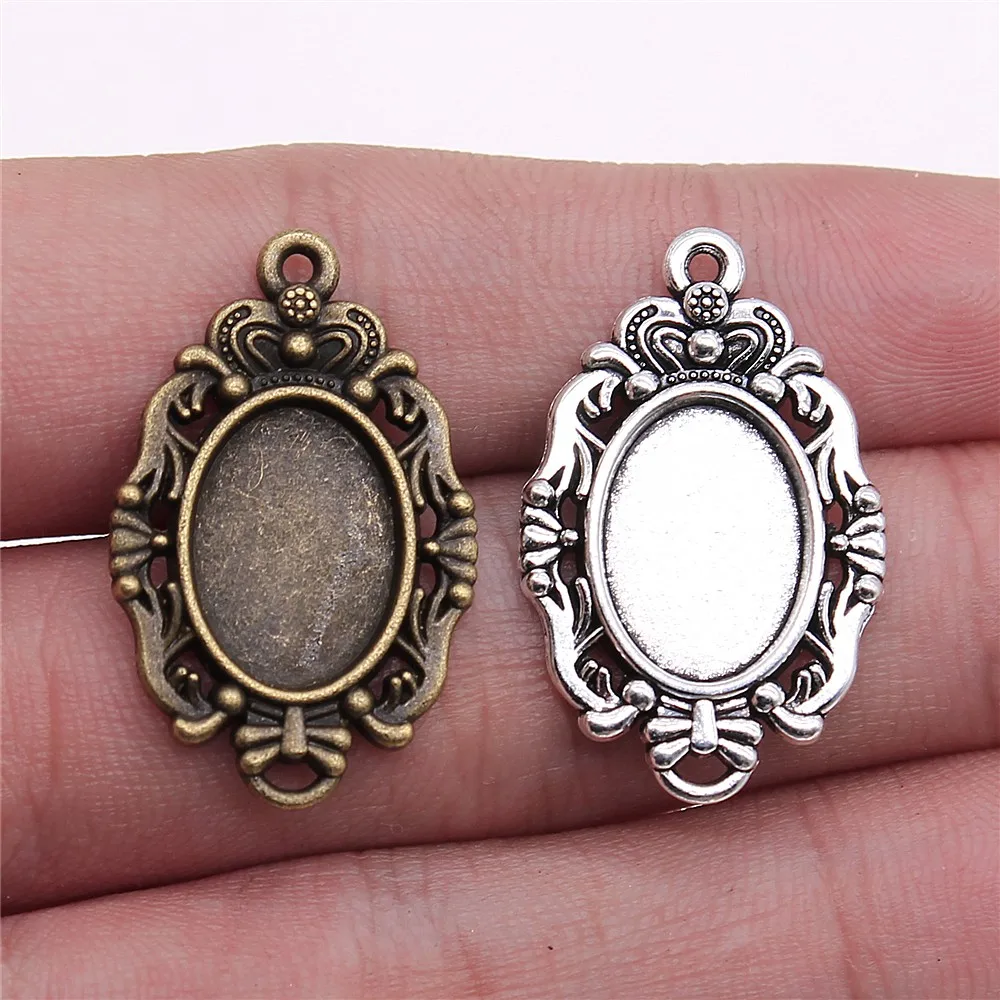 WYSIWYG 10 sztuk 10x14mm wewnętrzna rozmiar antyczny brąz antyczne srebro kolor owalne Cabochon baza ustawienie zawieszki do tworzenia biżuterii