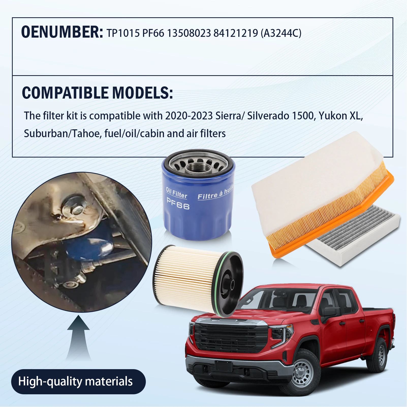 

84121219 Комплект воздушных фильтров ДЛЯ GMC Sierra/Chevy Silverado 1500 2020-2023 годов, Chevy Suburban/Tahoe 2021-2023 GMC Yukon XL 13508023