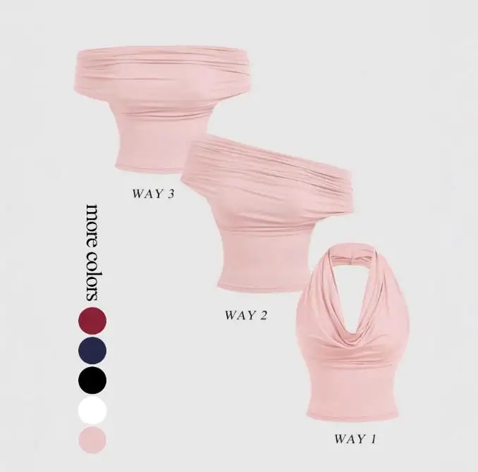 

Fashionable Women's Top Summer Classic Elegant Sexy Solid Color Three Ways To Wear Top Backless Tight Fitting Suspender Top