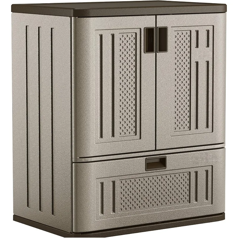 home.Indoor/Outdoor Resin Single-Drawer Storage Cabinet, Platinum Metallic