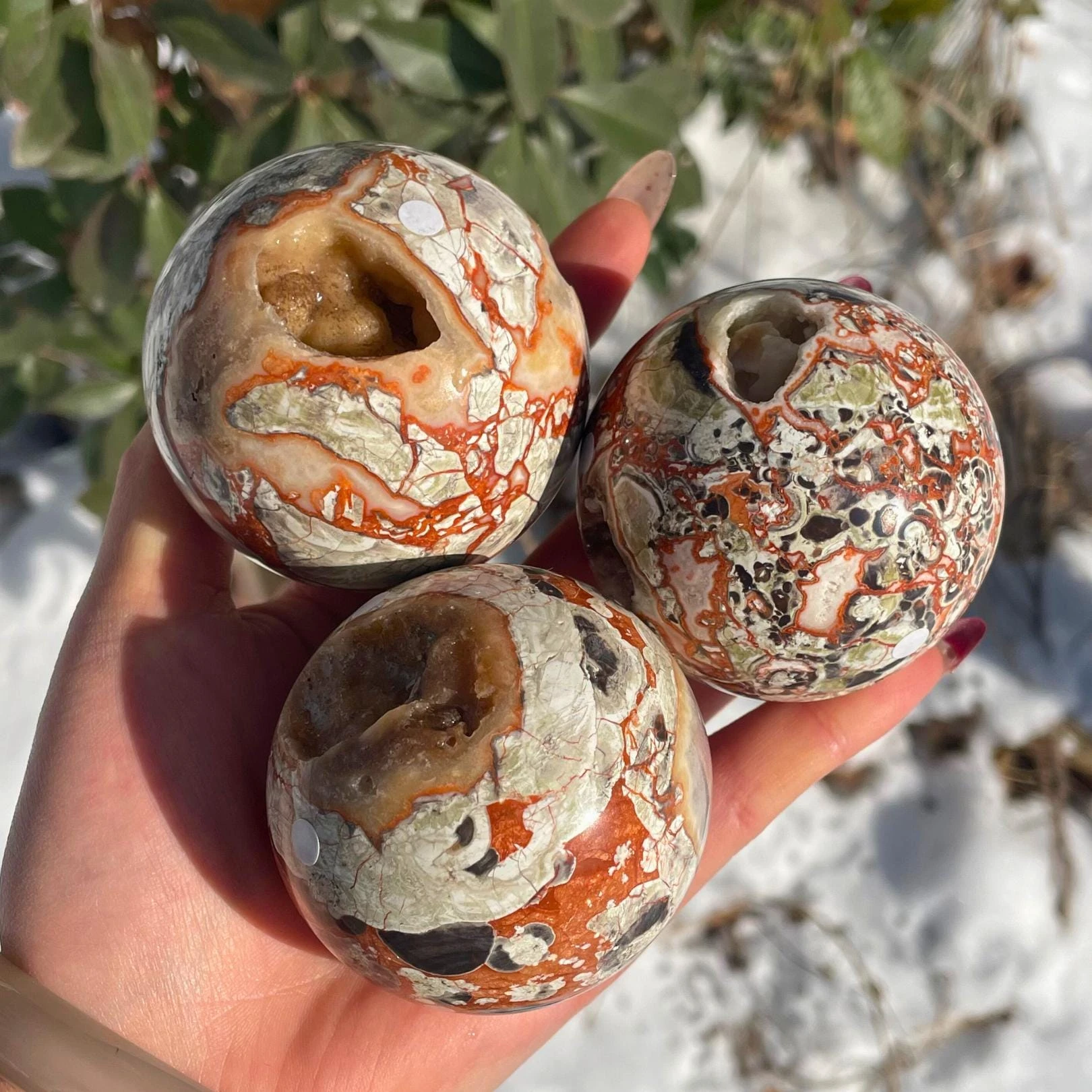 Natural Money Agate Sphere Polished Coin Eye Pattern Banded Gemstone Ball Prosperity Wealth Feng Shui Reiki Home Decor Gift