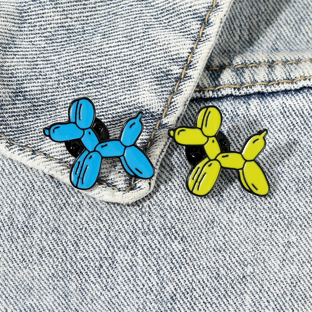 لطيفة بالون الكلب المينا دبابيس الأصفر الأزرق الألوان الحيوان جرو دبابيس معدنية #1