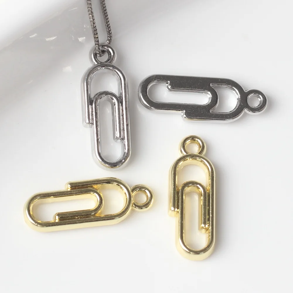 

10Pcs Fashion Paper Clip Charms Alloy Pendnet Wholesale Phone Bag Keychain Necklace Earrings Pendant DIY Crafts Jewelry Make