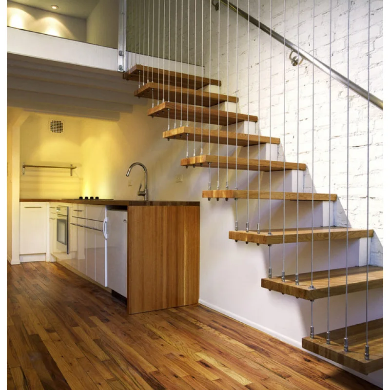 custom.Vertical Wire Railing Design Stainless Steel Floating Staircase Home Design Stairs