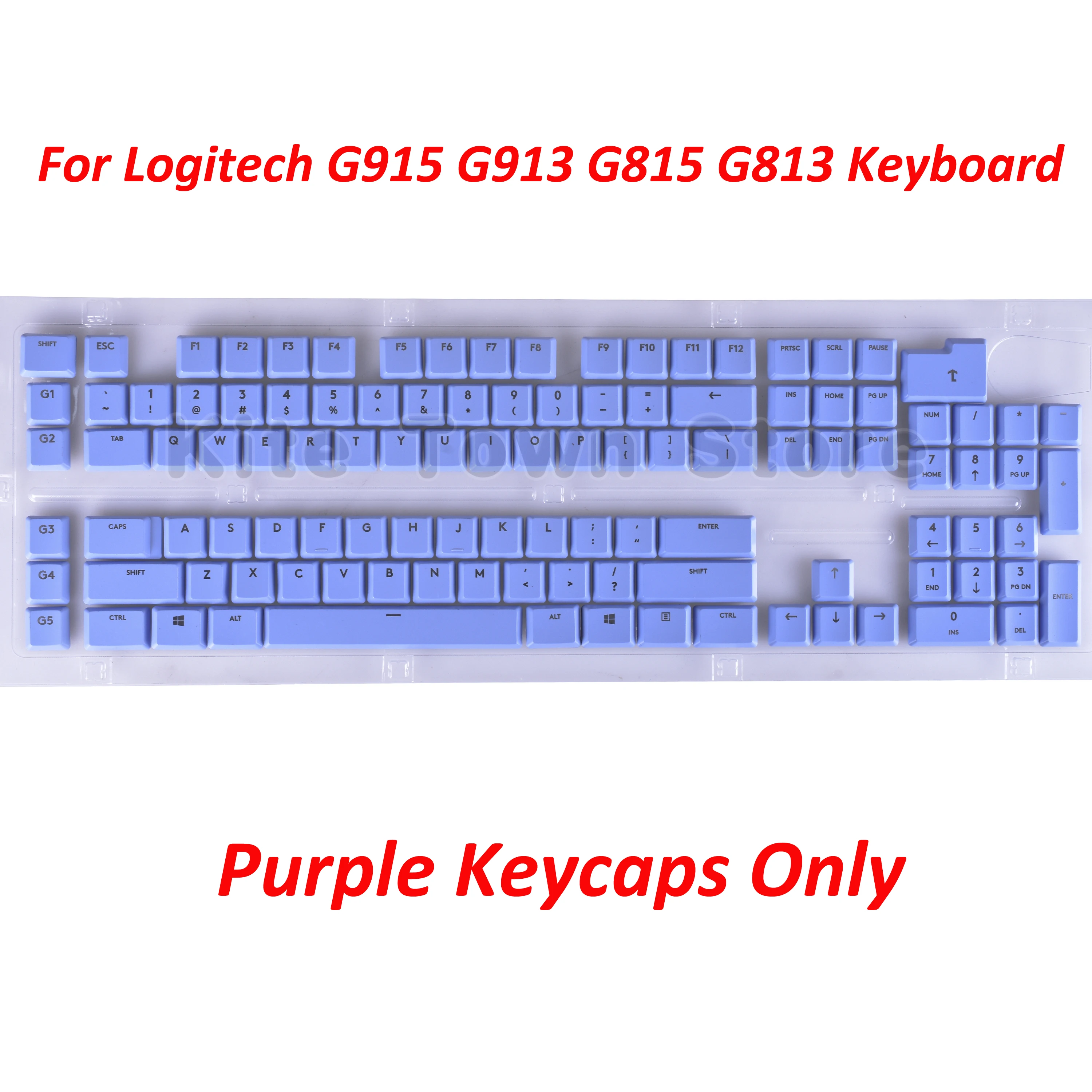 

A full set G915 109pcs + 2pcs Key Caps for Logitech G813 G913 G815 G915 Wireless Keyboard US / UK Version Purple Color