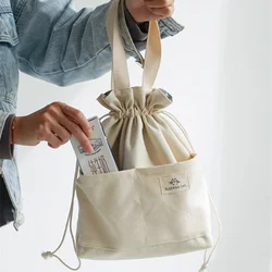 Drawstring Canvas Insulated Lunch Bag Thicken Aluminium Foil Thermal Bento Box Tote Cooler Handbags Picnic Food Dinner Container