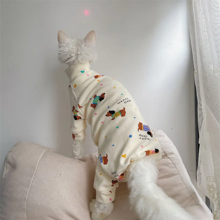 Modischer Sphynx-Katzenpullover, warme Kleidung für haarlose Katzen, bequemer Baumwoll-Rollkragenpullover für Devon Rex Katzen, Oberbekleidung – Detail 15