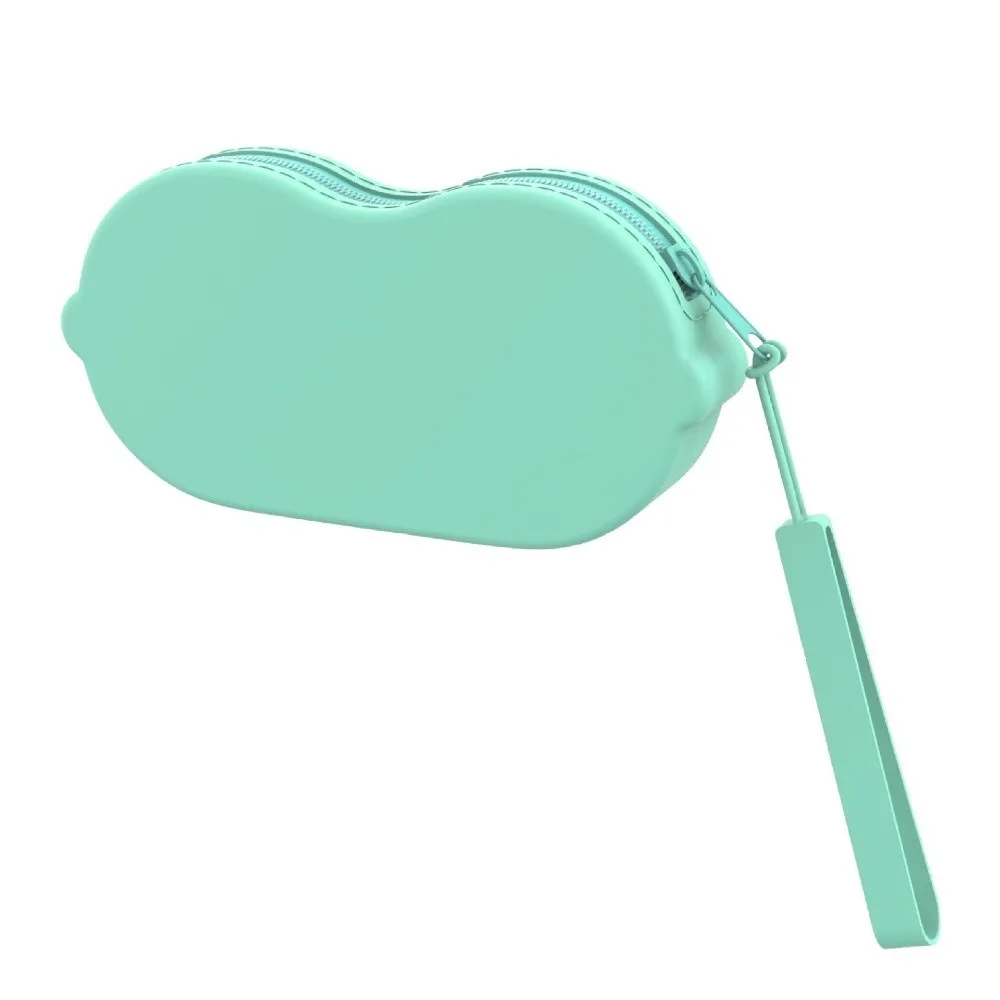 Solid Color Silicone Glasses Bag Zipper Closure Shockproof Shell Sunglasses Case Scratch Resistant with Lanyard