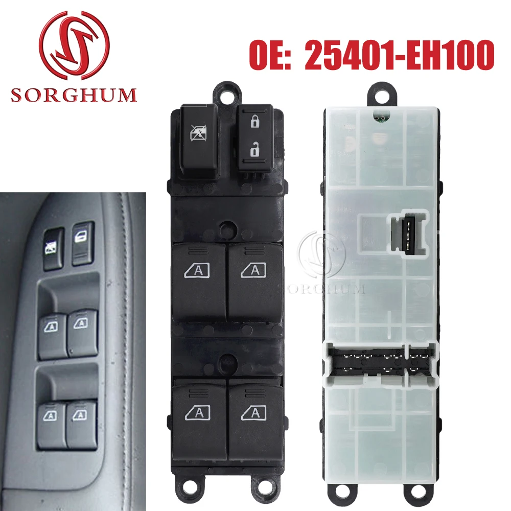 SORGHUM Front Left Driver Power Window Control Switch  25401-EH100 For Infiniti M35 M45 2006 2007 Sedan 4-Doors Auto 25401EH100