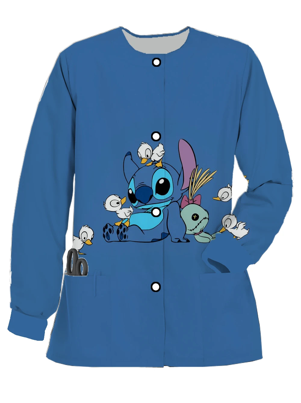 2024 novo uniforme de trabalho dentista feminino manga longa fosco primavera e outono uniforme enfermeira disney impressão botão cardigan jaqueta