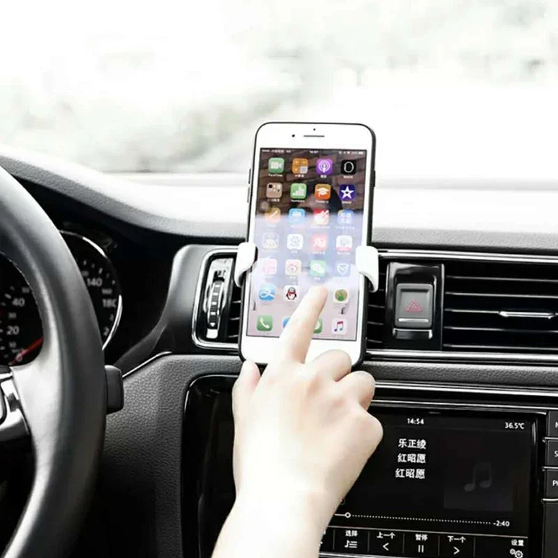 Universal Gravidade Auto titular do telefone móvel, ar do carro Vent Clip Mount, suporte para celular, suporte para iPhone e Samsung