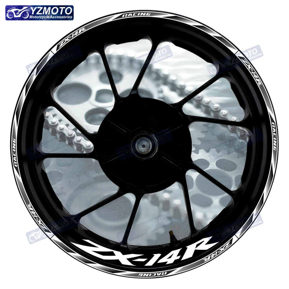 

For ZX-14R ZX14R Motorcycle Accessories Racing Front And Rear Wheel Hub 17 Inch Sticker Waterproof Reflective Rim Decal Stickers