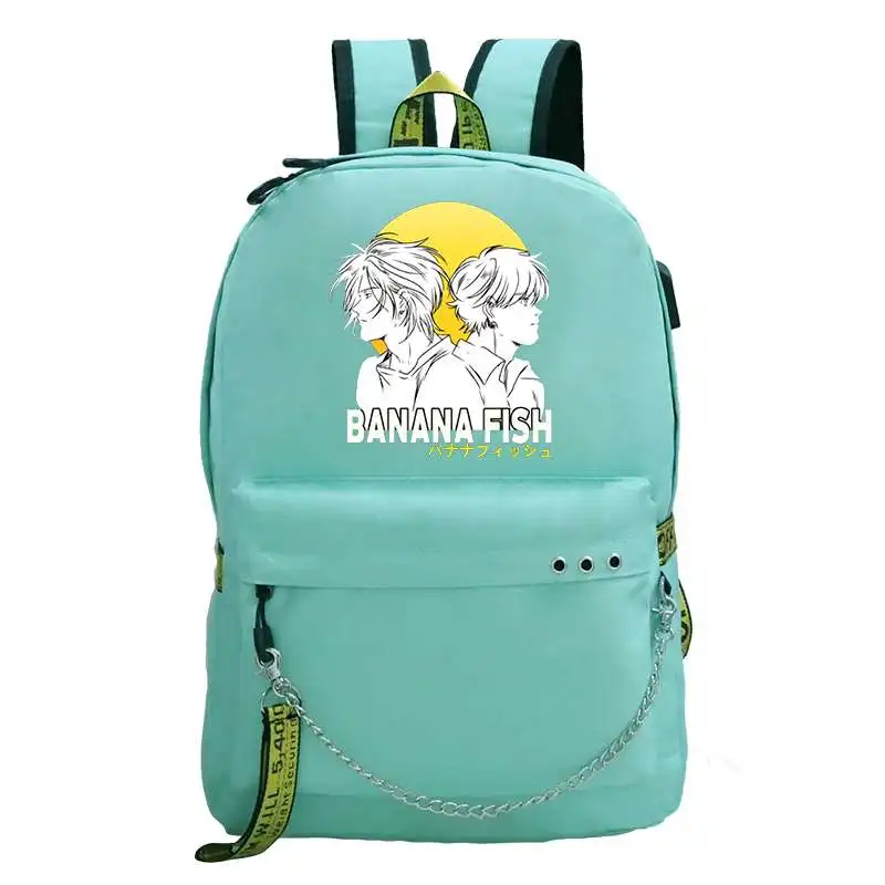 Fashion Backpack Banana Fish Anime Student Schoolbag Men Usb Black Nylon Cute Women for Teenage Girls School Mochila Rucksack