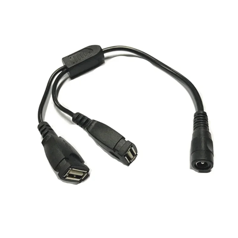 

DC 5521 DC5.5-2.1 5.5*2.1MM 5.5/2.1 Female To 2-port Dual USB A Converter Power Charging Line Cable 5V 12v