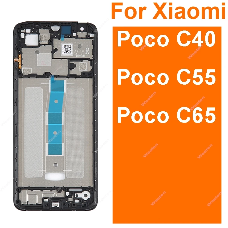 LCD Front Frame Housing For Xiaomi Poco C40 C55 C65 LCD Front Bezel Plate Housing Replacement Repair Parts