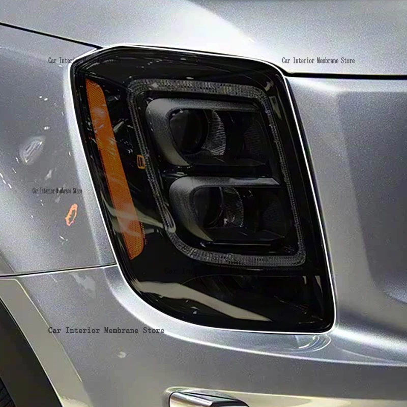 

For KTA Telluride 2019-2025 Accessories 2 Pcs Car Headlight Protective Film Headlamp Restoration Transparent Black TPU Sticke
