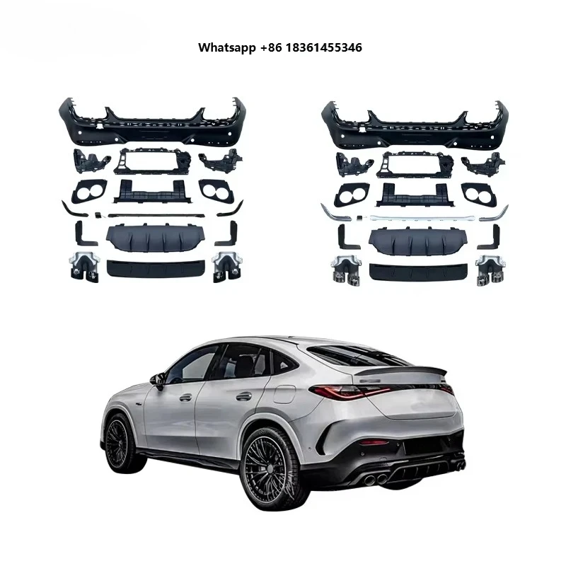 

For 2024+ GLC COUPE C254 Upgrade GLC43 Style PP Material Rear Diffuser With Exhaust Pipe