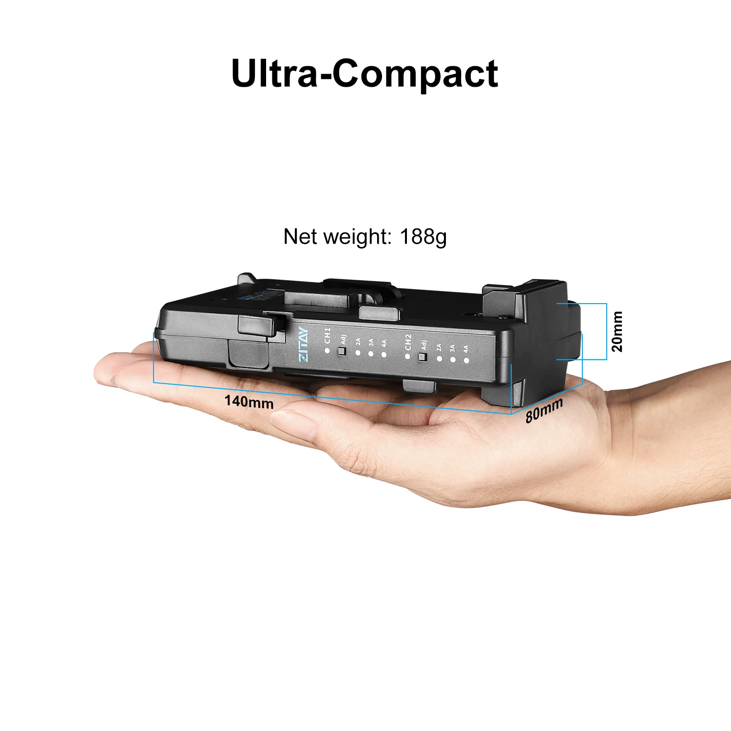 ZITAY Dual Channel V Port Lock Smart Battery Charger mit C Typ 100W Schnellladeadapter