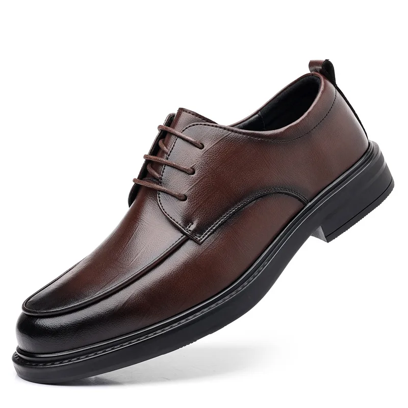 Men's Flat/6CM Heightening Elevator Shoes Business Formal Leather Shoes Man British Casual groom's shoes