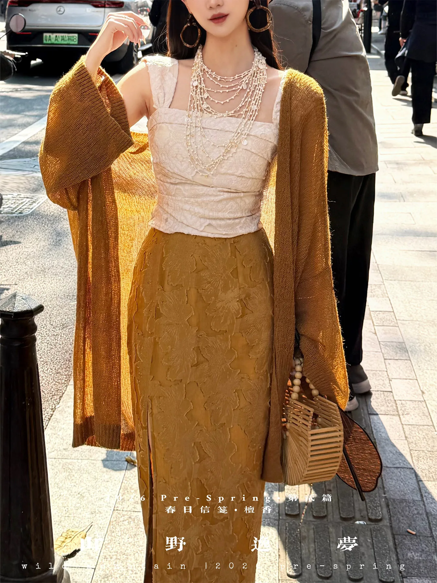 

Retro Sle High Waist Asymmetrical Long Skirt Women's Faion Spring Collection Ele Folded Skirt Tee Piece Set