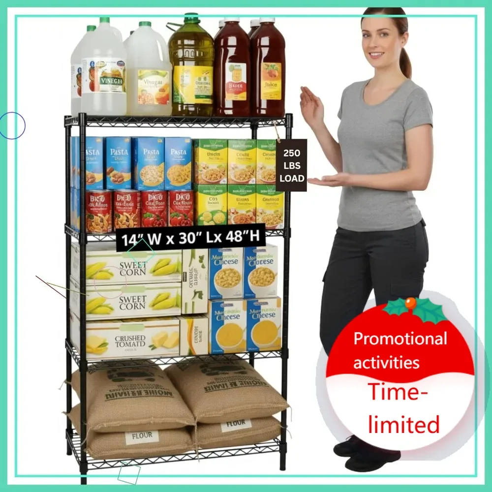 

Горячая распродажа: 4-ярусный усиленный металлический стеллаж (14 дюймов x 30 дюймов x 48 дюймов) для хранения и организации пространства в гараже, кладовой, шкафу.