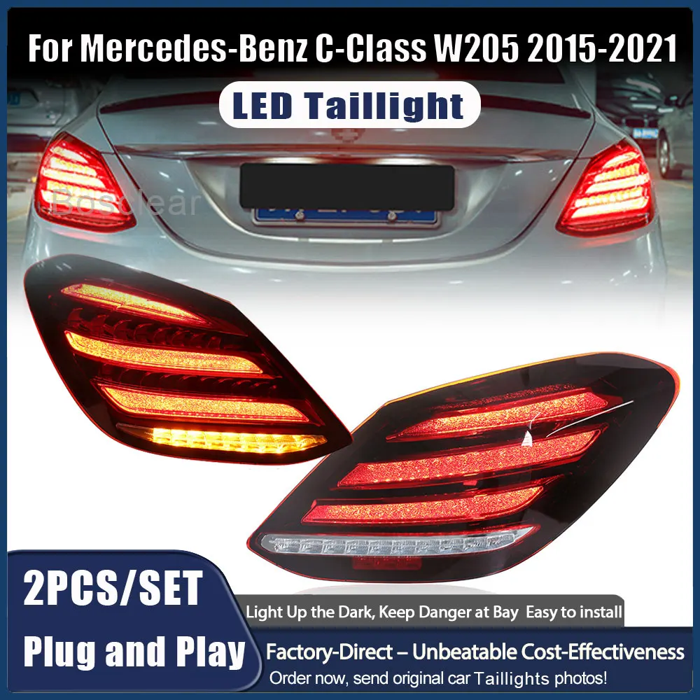 

Задние фонари в сборе для Mercedes C-class W205 C180 C200 C250 C280 C300 C63 2015-21, обновленный задний фонарь, полностью светодиодный динамический задний фонарь