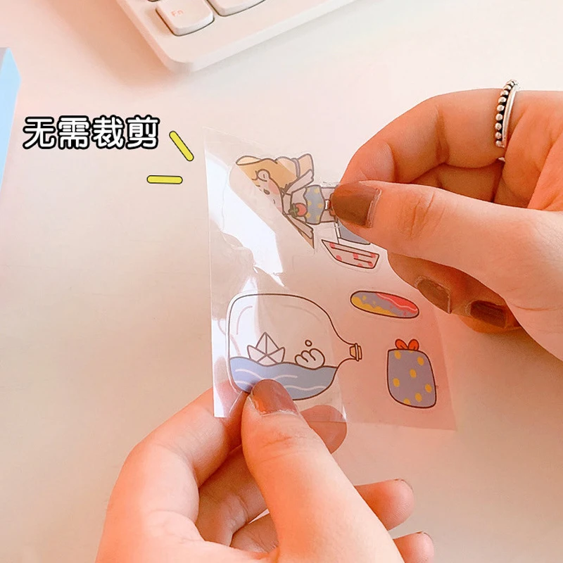 Kawaii Cute Girl Stickers Cartoon Pattren PET Waterproof for Decoration Stationery DIY Scrapbook Journal Water Cup Child Gift