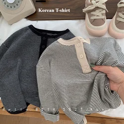 Spring Autumn Kids Striped Long Sleeves T-shirt Toddler Girl Loose Bottoming Shirt Baby Casual Tops Fashion Children Cotton Tees