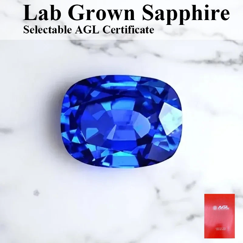 

Lab-Grown Royal Blue Rectangular Cushion Cut VVS1 Sapphire Gemstones - DIY Jewelry Materials with Selectable AGL Certification